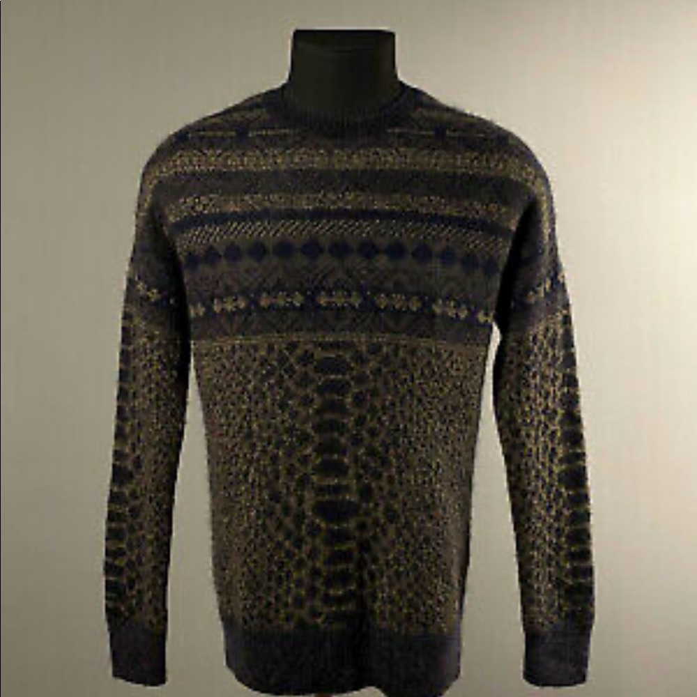 All Saints Mens Sweater with leopard detail.